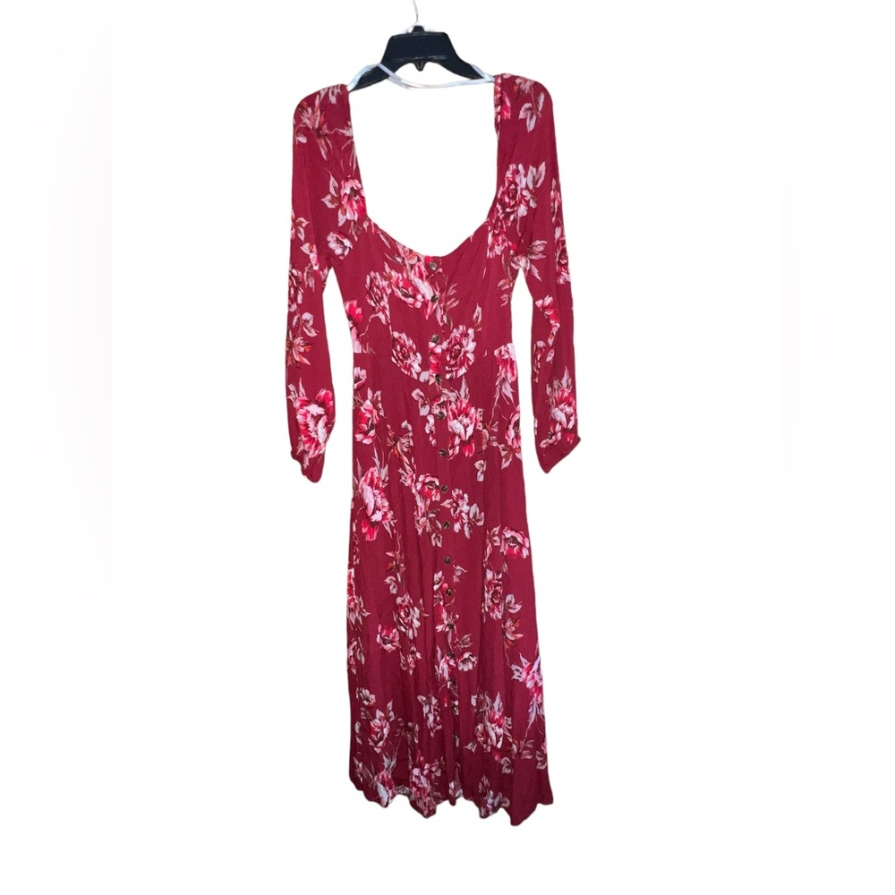 Lulus Floral Print Tie-Back Midi Dress